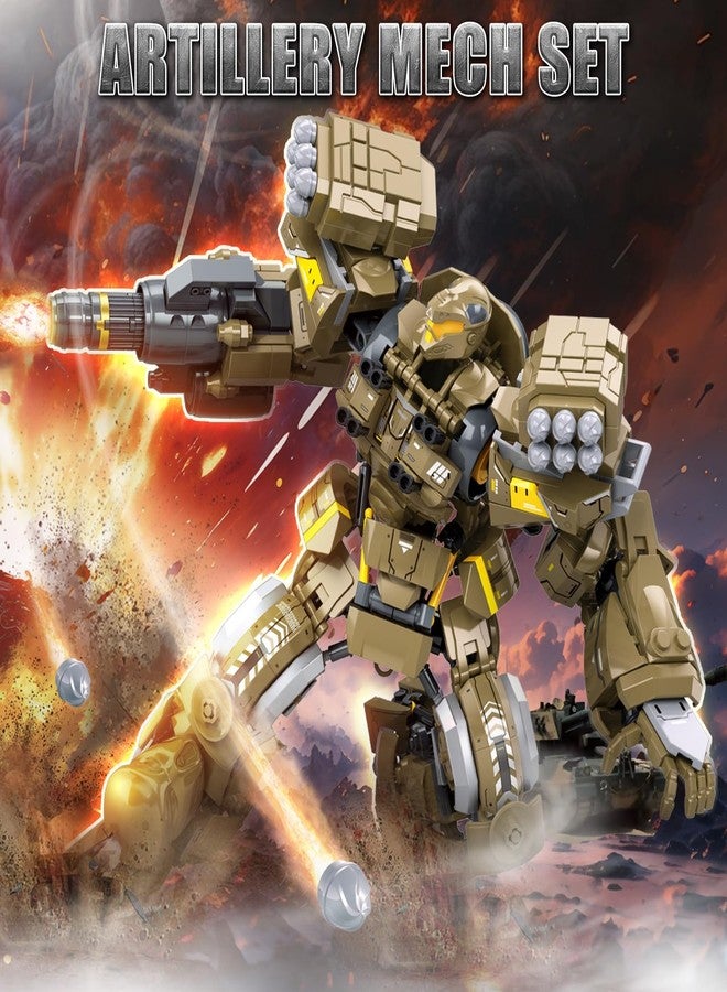 HIGH GODO Artillery Mech Robot Transforming Building Blocks Set for Adults,City Warrior Justice Hero Soldier Mech Model Building Kit, Cool Creative Robots Toys Gift for Teens, 581 Pieces - Image 2